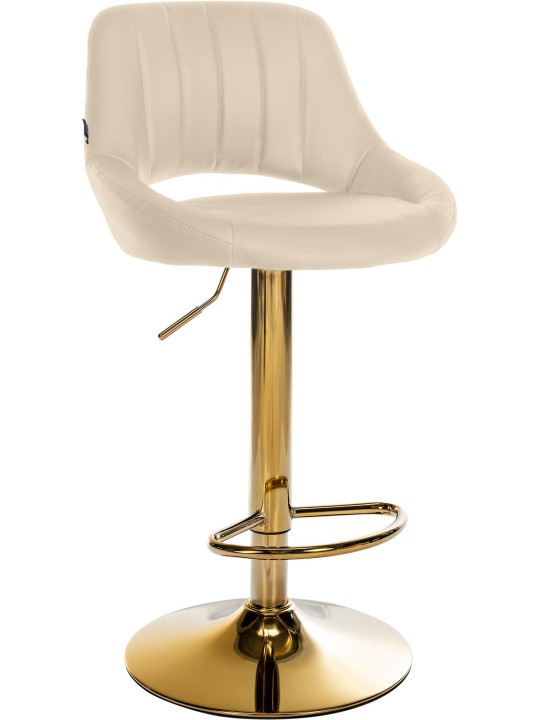 Banqueta de bar Milet couro sintético dourado, creme