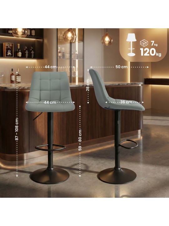 Banqueta de bar Mapun couro sintético, cinza
