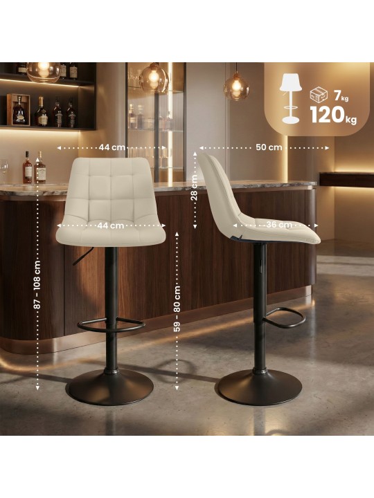 Banqueta de bar Mapun couro sintético, creme