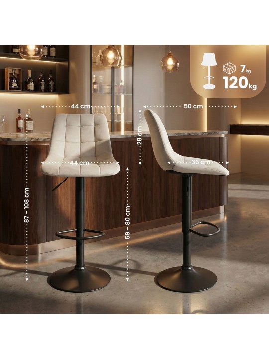Banqueta de bar Mapun veludo, creme