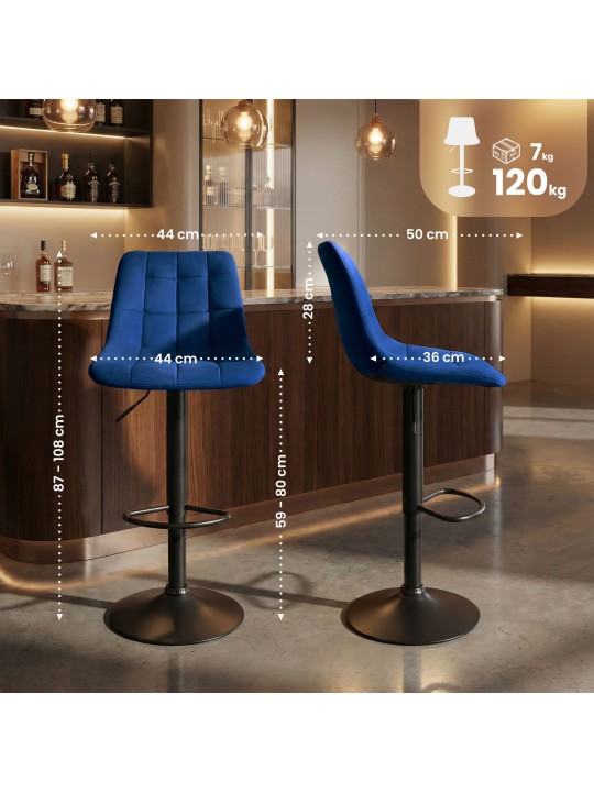 Banqueta de bar Mapun veludo, azul