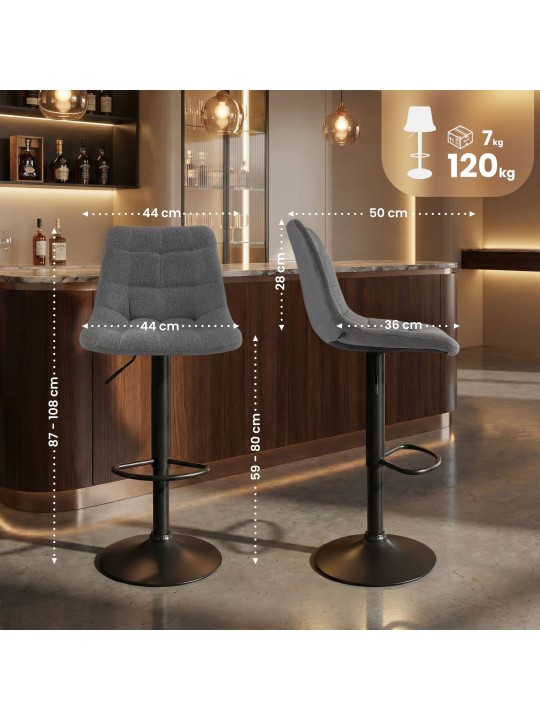 Banqueta de bar Mapun tecido, cinza