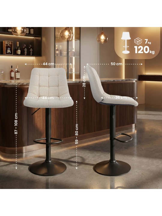 Banqueta de bar Mapun tecido, creme