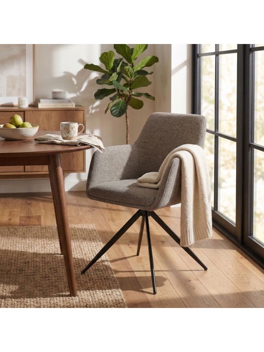 Conjunto de 2 cadeiras de sala de jantar Olema tecido, taupe