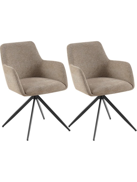 Conjunto de 2 cadeiras de sala de jantar Olema tecido, taupe