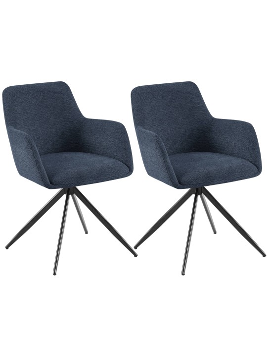 Conjunto de 2 cadeiras de sala de jantar Olema tecido, azul Conjunto de 2 cadeiras de sala de jantar Olema tecido, azul