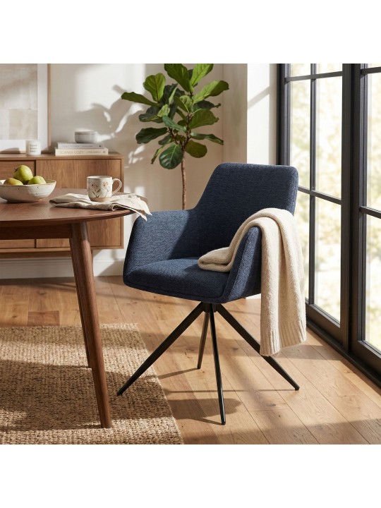 Conjunto de 2 cadeiras de sala de jantar Olema tecido, azul Conjunto de 2 cadeiras de sala de jantar Olema tecido, azul