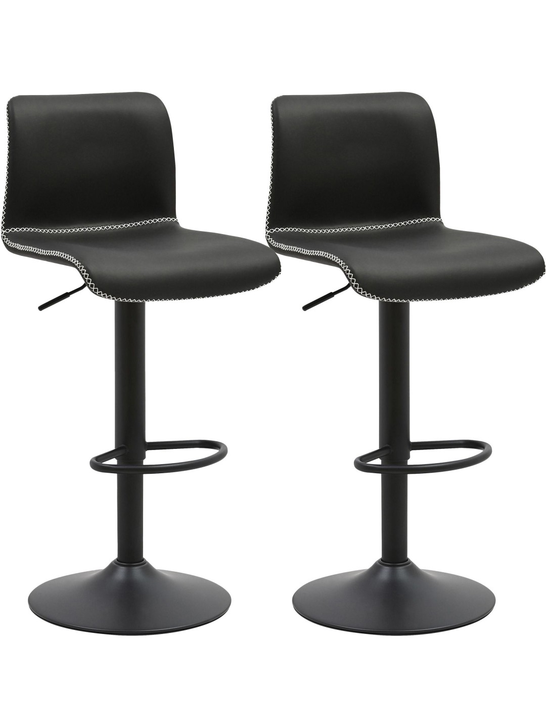 Conjunto de 2 bancos de bar Henchy couro sintético, preto