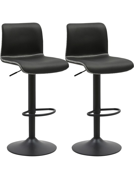 Conjunto de 2 bancos de bar Henchy couro sintético, preto