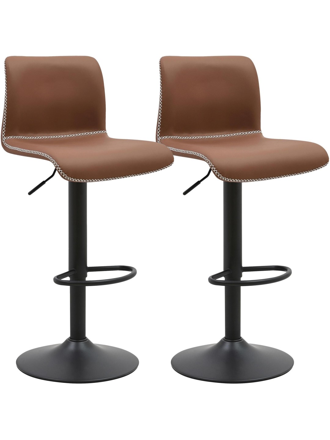 Conjunto de 2 bancos de bar Henchy couro sintético, castanho
