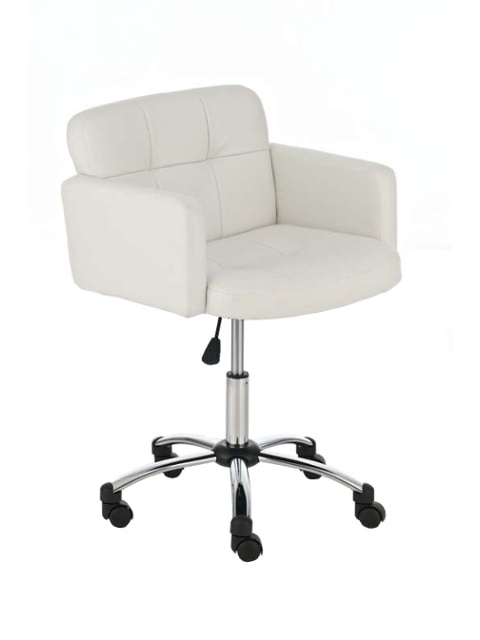 Banqueta de trabalho Los Angeles em couro sintético, branco