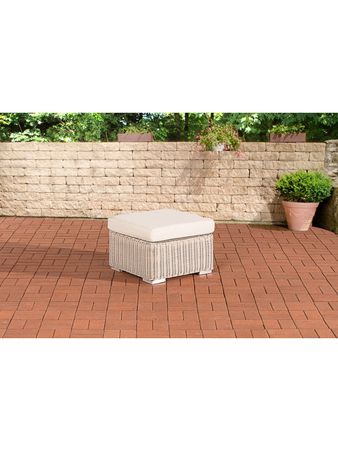 Banqueta Bilbao / Madeira Creme, branco pérola