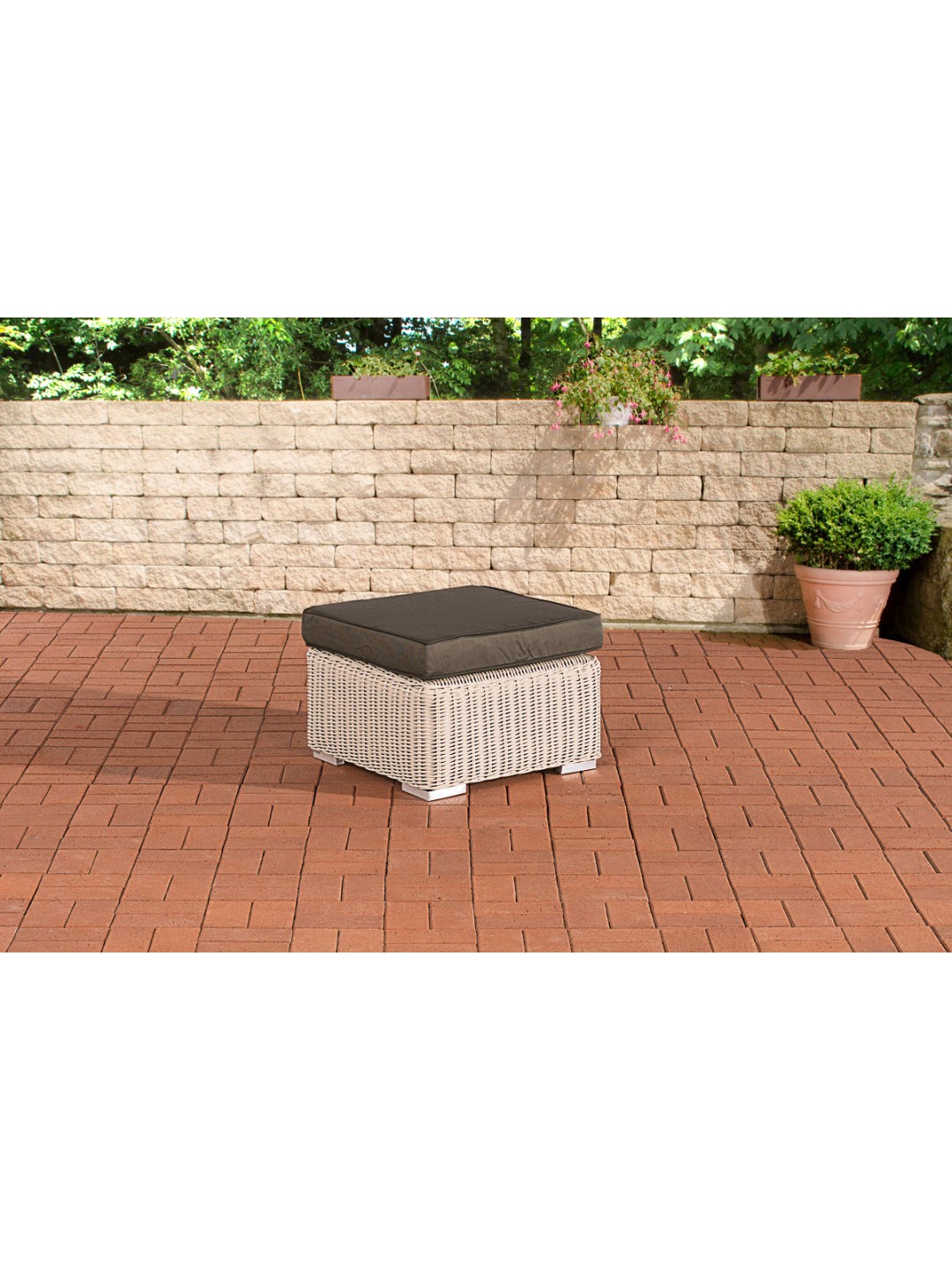 Banqueta Bilbao / Madeira antracite, branco pérola