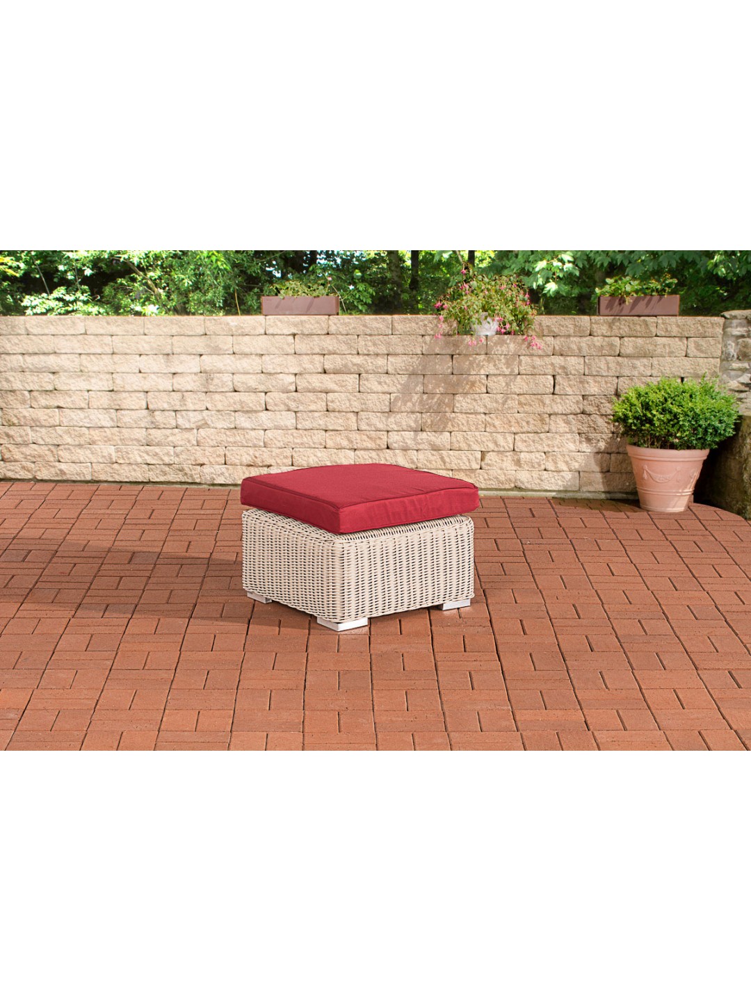 Banqueta Bilbao / Madeira vermelho rubi, branco pérola