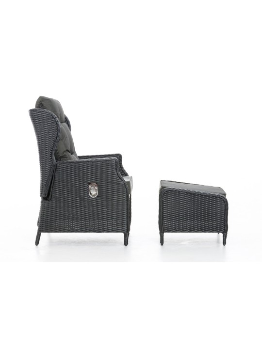 Poltrona Breno incluindo repousa-pés antracite, preto