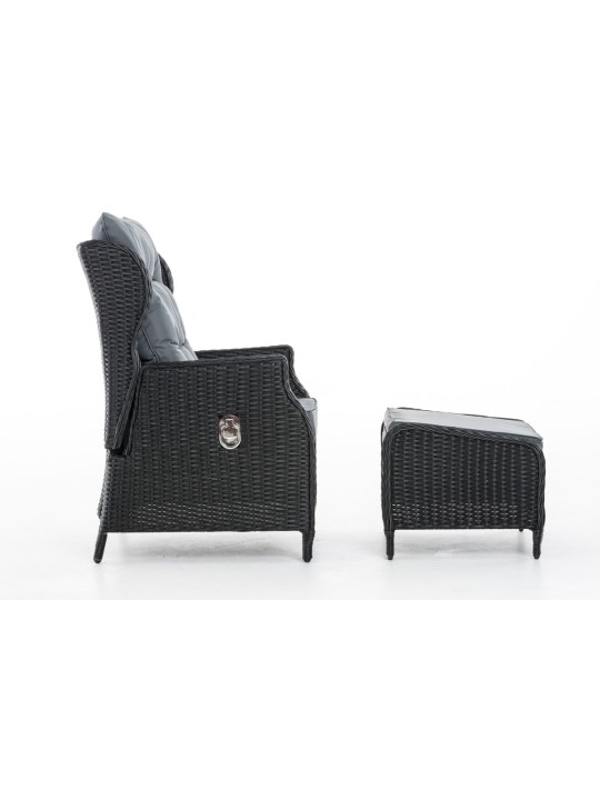 Poltrona Breno incluindo repousa-pés ferro cinza, preto