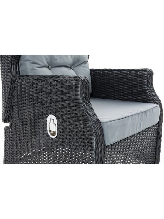 Poltrona Breno incluindo repousa-pés ferro cinza, preto