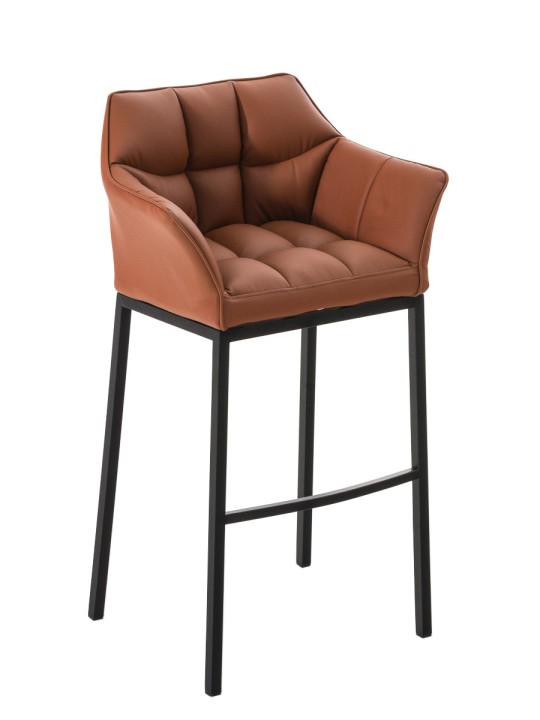 Banqueta alta Damaso B com estrutura de 4 pés, castanho claro