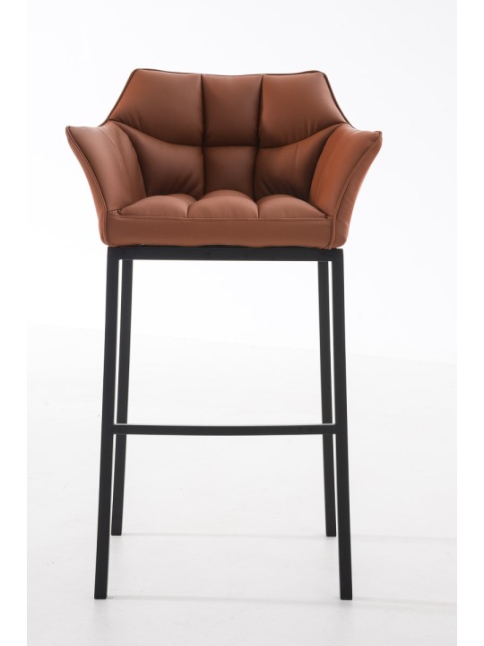 Banqueta alta Damaso B com estrutura de 4 pés, castanho claro