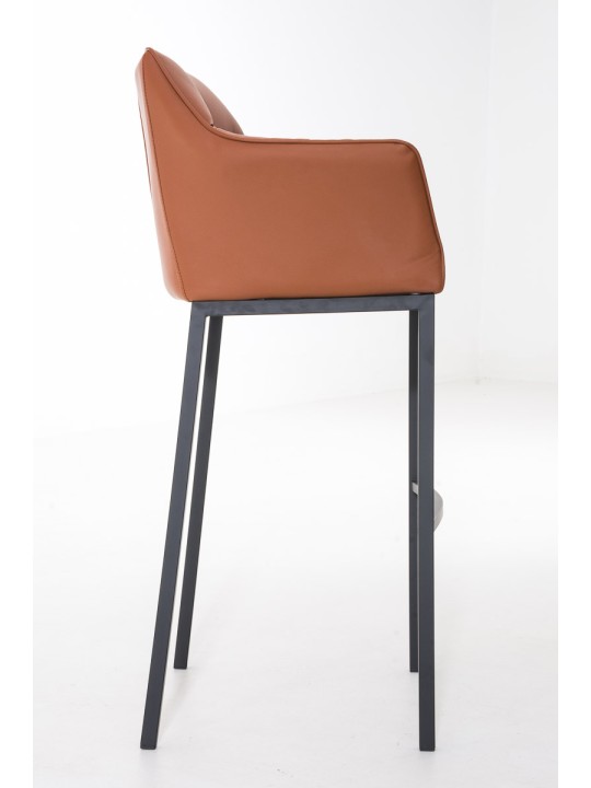 Banqueta alta Damaso B com estrutura de 4 pés, castanho claro