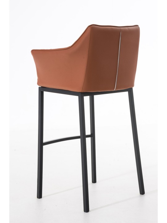 Banqueta alta Damaso B com estrutura de 4 pés, castanho claro