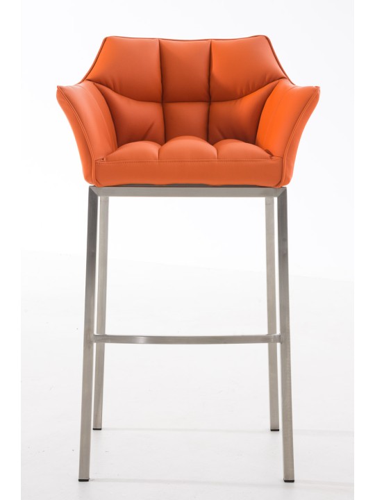 Banqueta alta Damaso E com estrutura de 4 pés, laranja