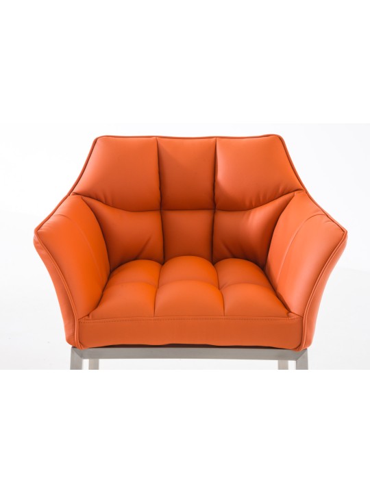 Banqueta alta Damaso E com estrutura de 4 pés, laranja