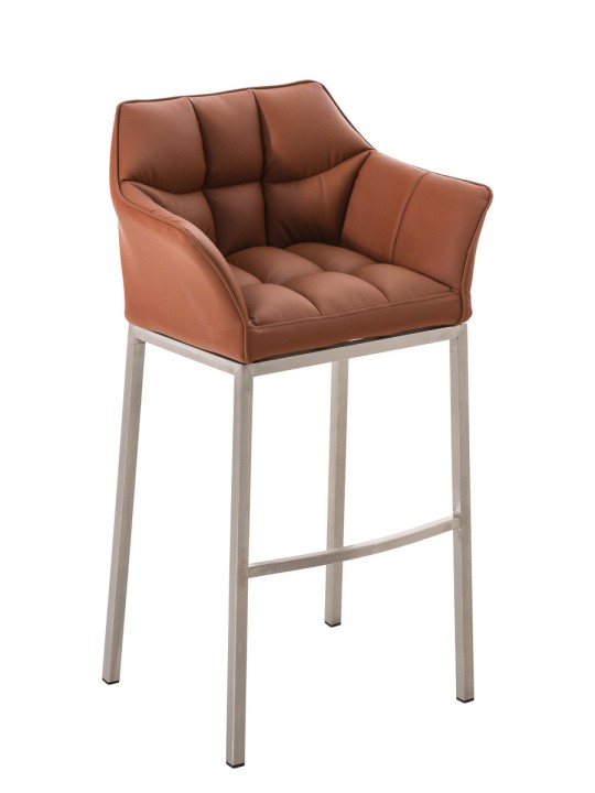 Banqueta alta Damaso E com estrutura de 4 pés, castanho claro