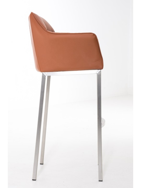 Banqueta alta Damaso E com estrutura de 4 pés, castanho claro