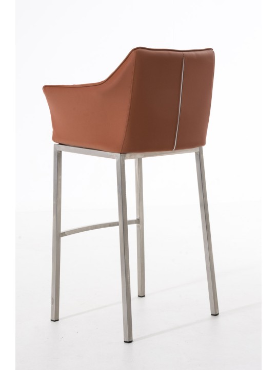 Banqueta alta Damaso E com estrutura de 4 pés, castanho claro