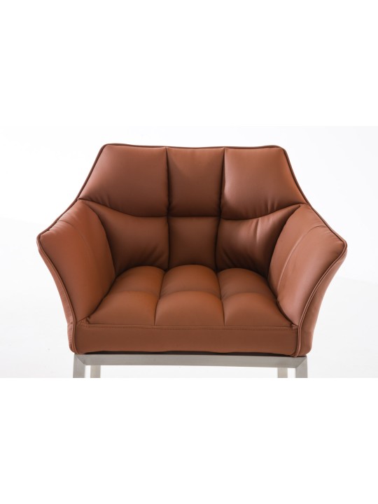 Banqueta alta Damaso E com estrutura de 4 pés, castanho claro