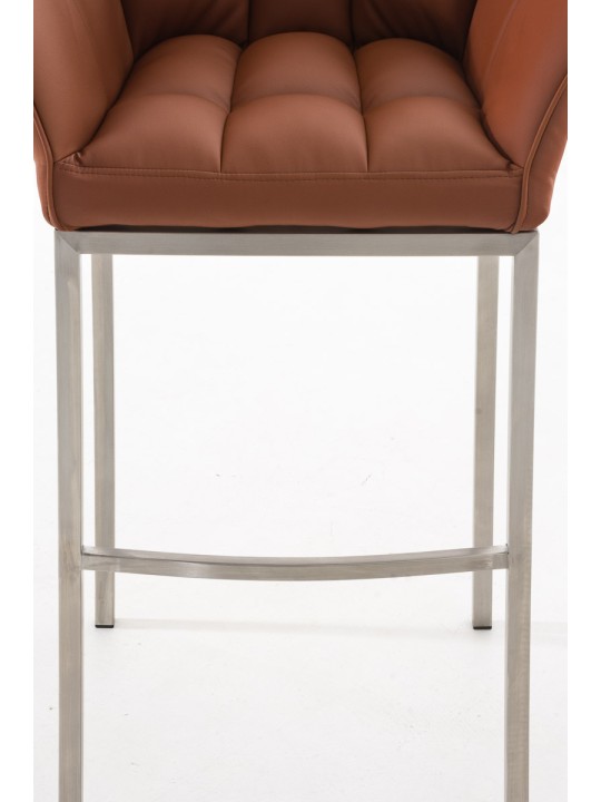 Banqueta alta Damaso E com estrutura de 4 pés, castanho claro