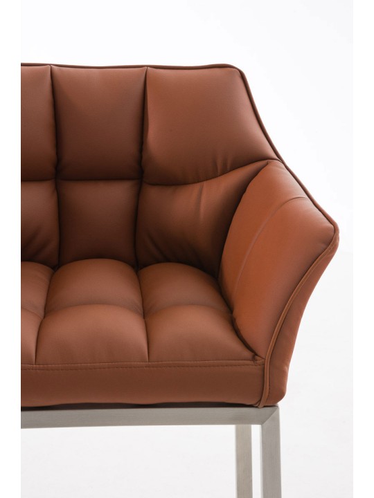 Banqueta alta Damaso E com estrutura de 4 pés, castanho claro