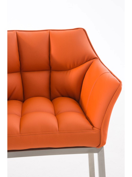 Banqueta alta Damaso E com estrutura de 4 pés, laranja