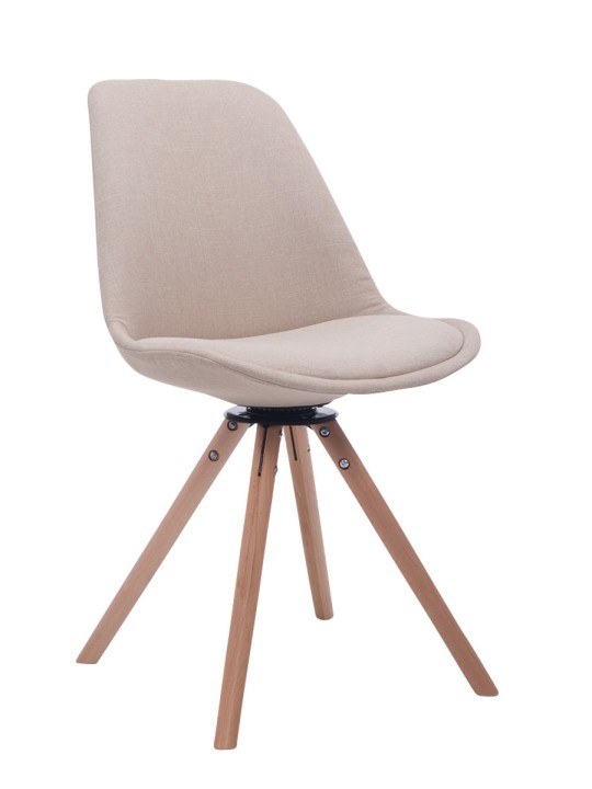 Cadeira Giratória Troyes Tecido Natura Redonda, creme