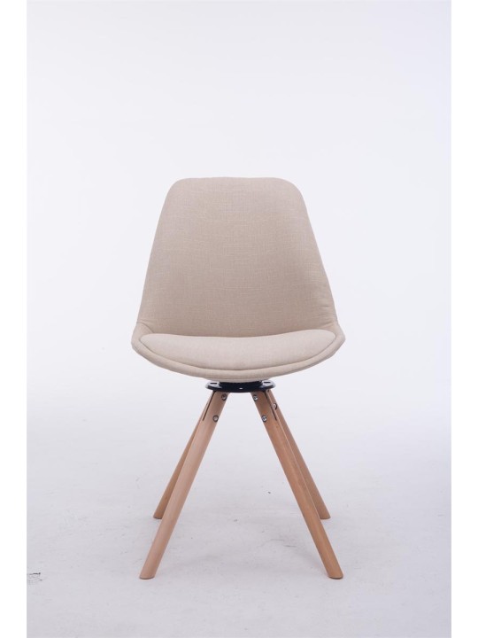 Cadeira Giratória Troyes Tecido Natura Redonda, creme