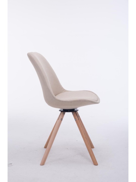 Cadeira Giratória Troyes Tecido Natura Redonda, creme