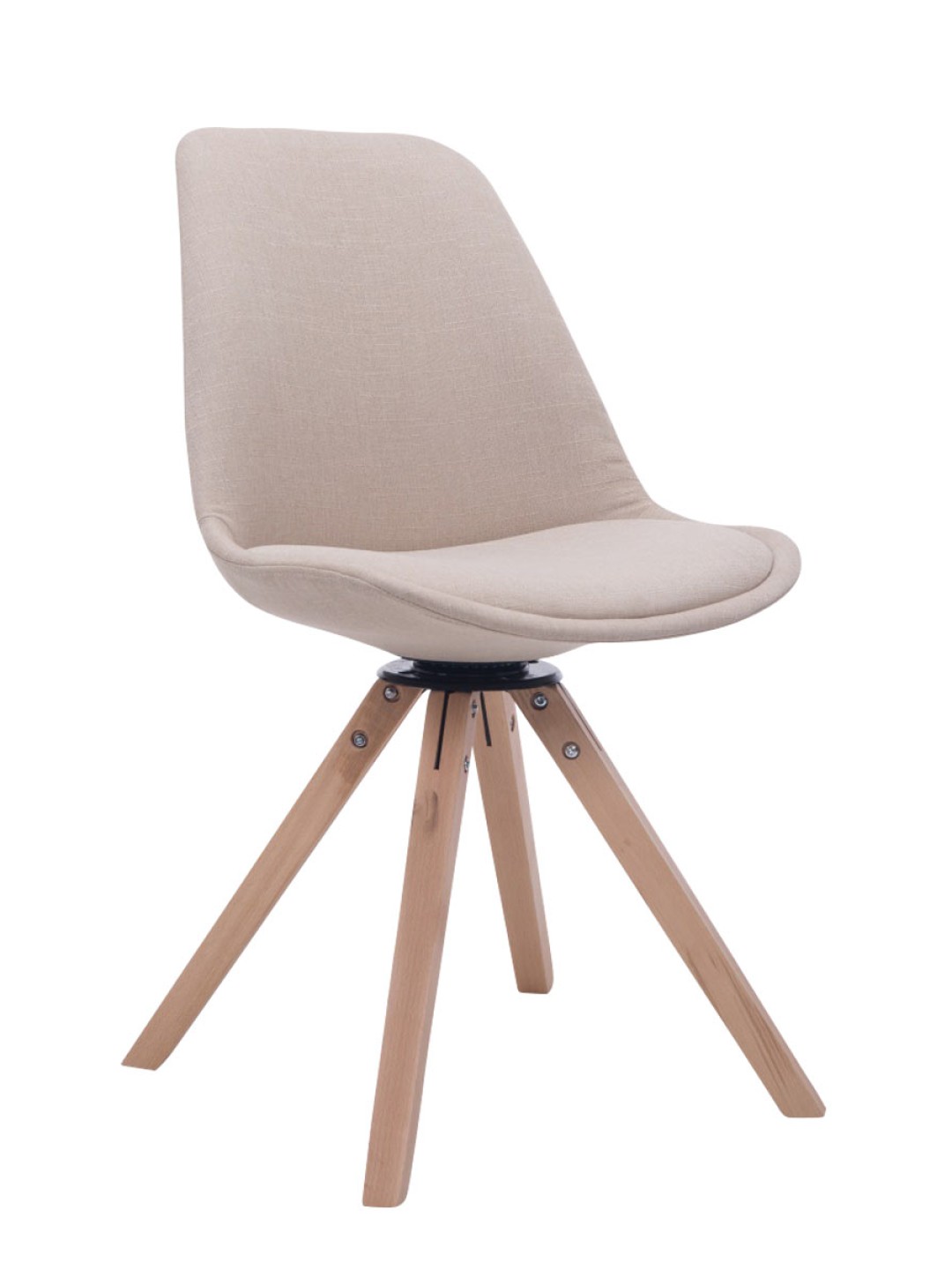 Cadeira para visitantes quadrada Troyes giratória em tecido Natura, creme