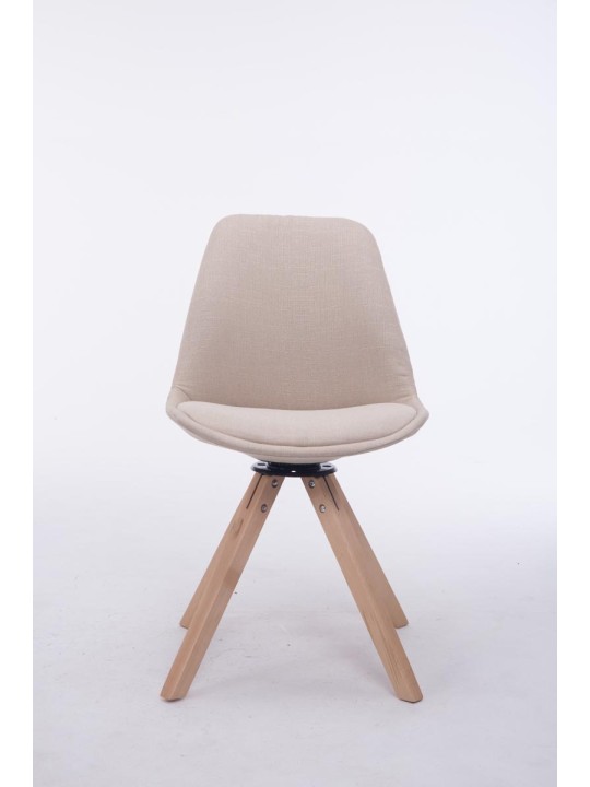 Cadeira para visitantes quadrada Troyes giratória em tecido Natura, creme