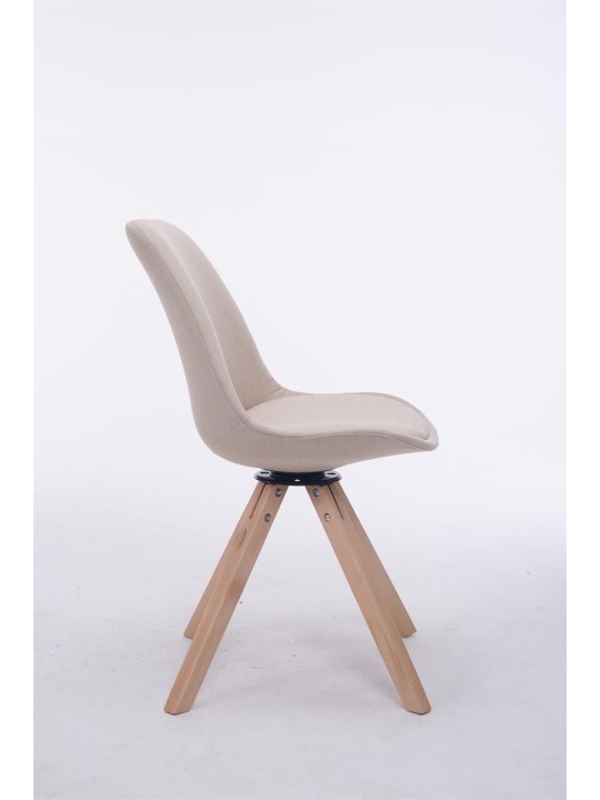 Cadeira para visitantes quadrada Troyes giratória em tecido Natura, creme