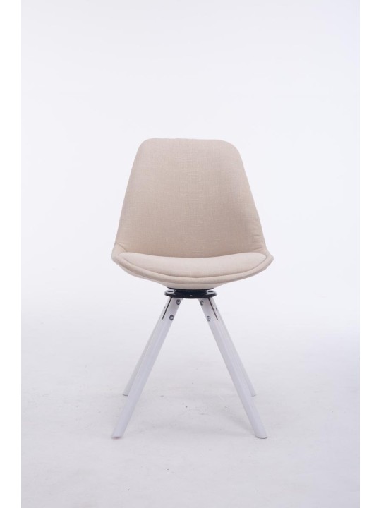 Cadeira para visitantes Troyes giratória de tecido redondo, creme