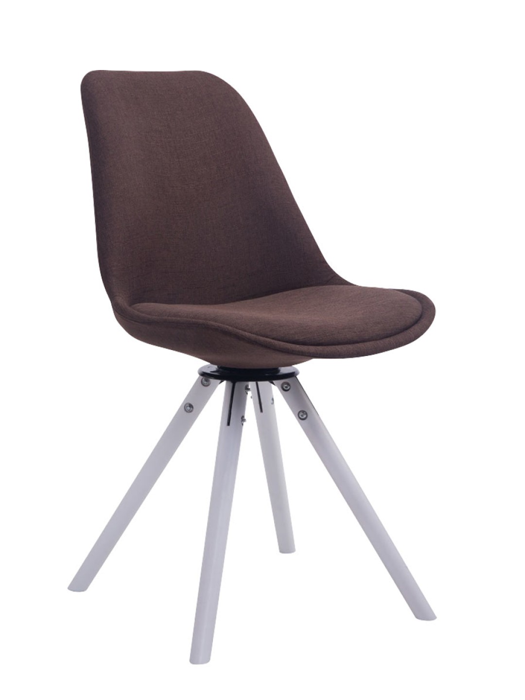 Cadeira para visitantes Troyes giratória de tecido redondo, castanho