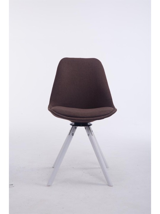 Cadeira para visitantes Troyes giratória de tecido redondo, castanho