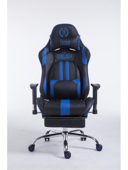 Cadeira de escritório de corrida Limit com apoio para pés, preto/azul