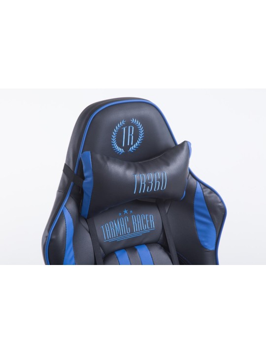 Cadeira de escritório de corrida Limit com apoio para pés, preto/azul