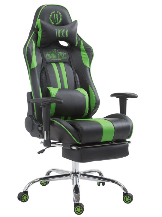 Cadeira de escritório de corrida Limit com apoio para pés, preto/verde