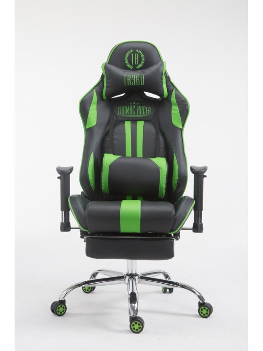 Cadeira de escritório de corrida Limit com apoio para pés, preto/verde