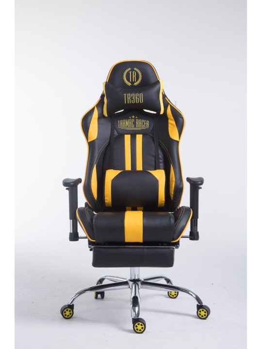 Cadeira de escritório de corrida Limit com apoio para pés, preto/amarelo