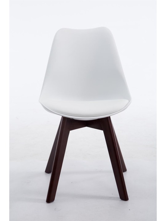 Cadeira para visitantes Borneo V2 em couro sintético nogueira, branco