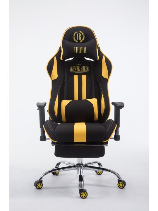 Cadeira de escritório de corrida Limit V2 tecido com apoio para pés, preto/amarelo